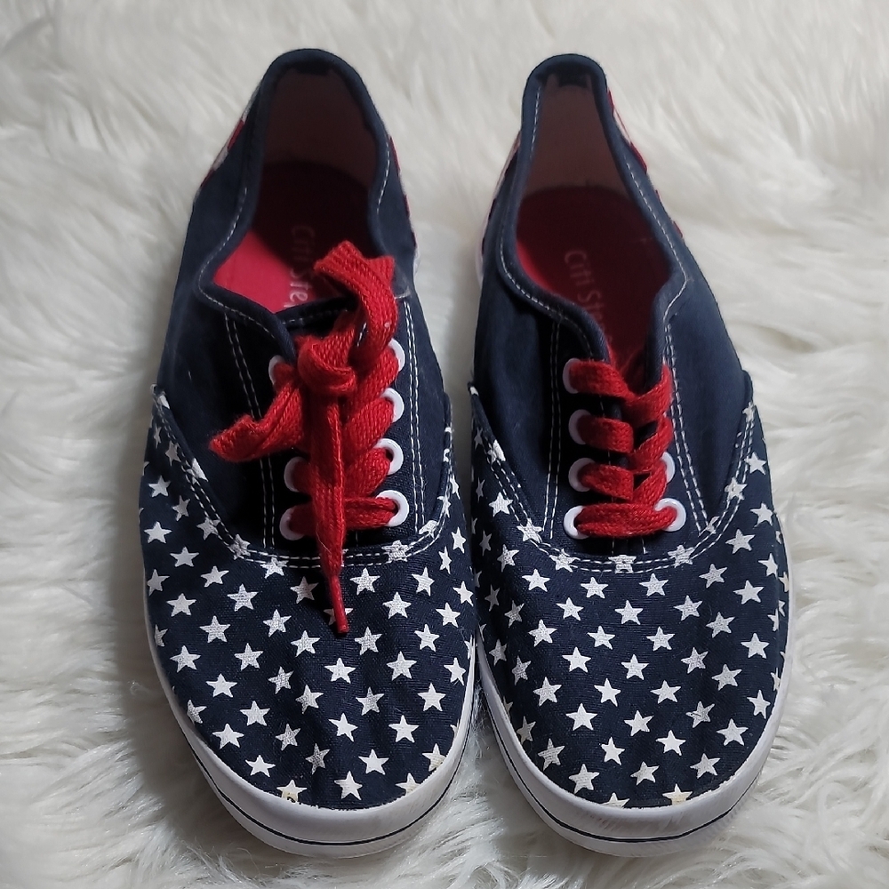 Kids Star-Patterned Navy and Red Shoes